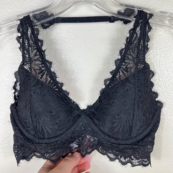 PINK Victoria's Secret Other - PINK by Victoria's Secret Black Padded Lightly Lined Lace Halter Bralette Size X